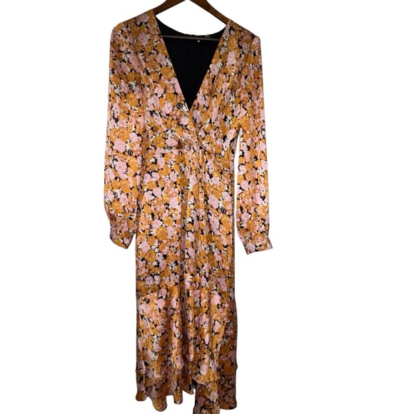 Women's Wayf Long Sleeve Floral Dress in Pink and Orange - Picture 1 of 13